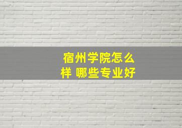 宿州学院怎么样 哪些专业好